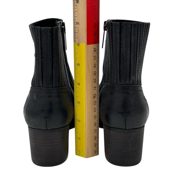 Aquatalia Waterproof Ankle Block Heel Boot Women's 7 Black Elastic Panel Zip Up - Picture 6 of 11